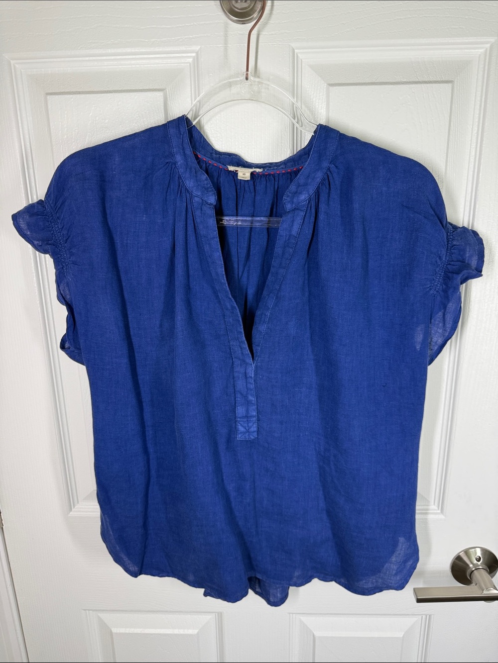 Pilcrow royal blue linen ruffle sleeve top size XS